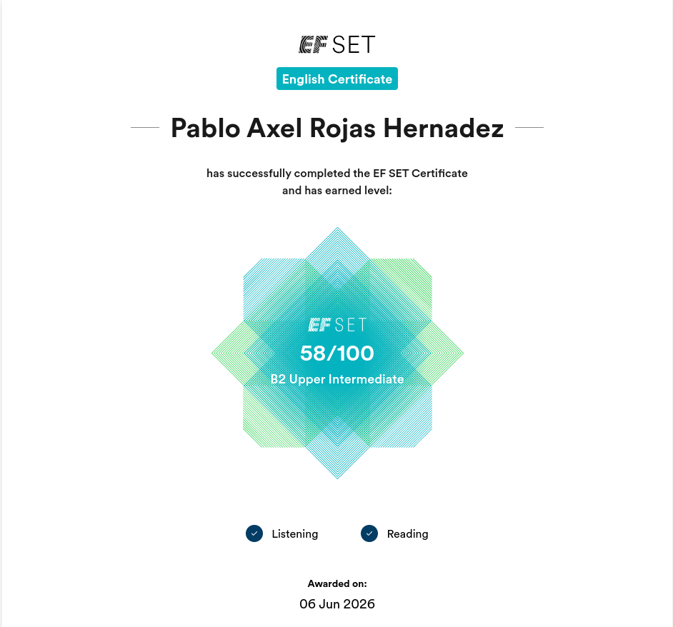 EF SET English Certificate (B2)
