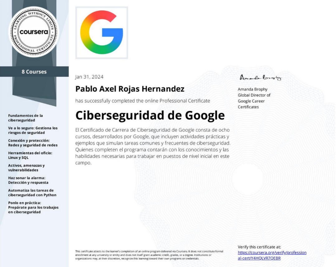 Google Cybersecurity — Google Coursera